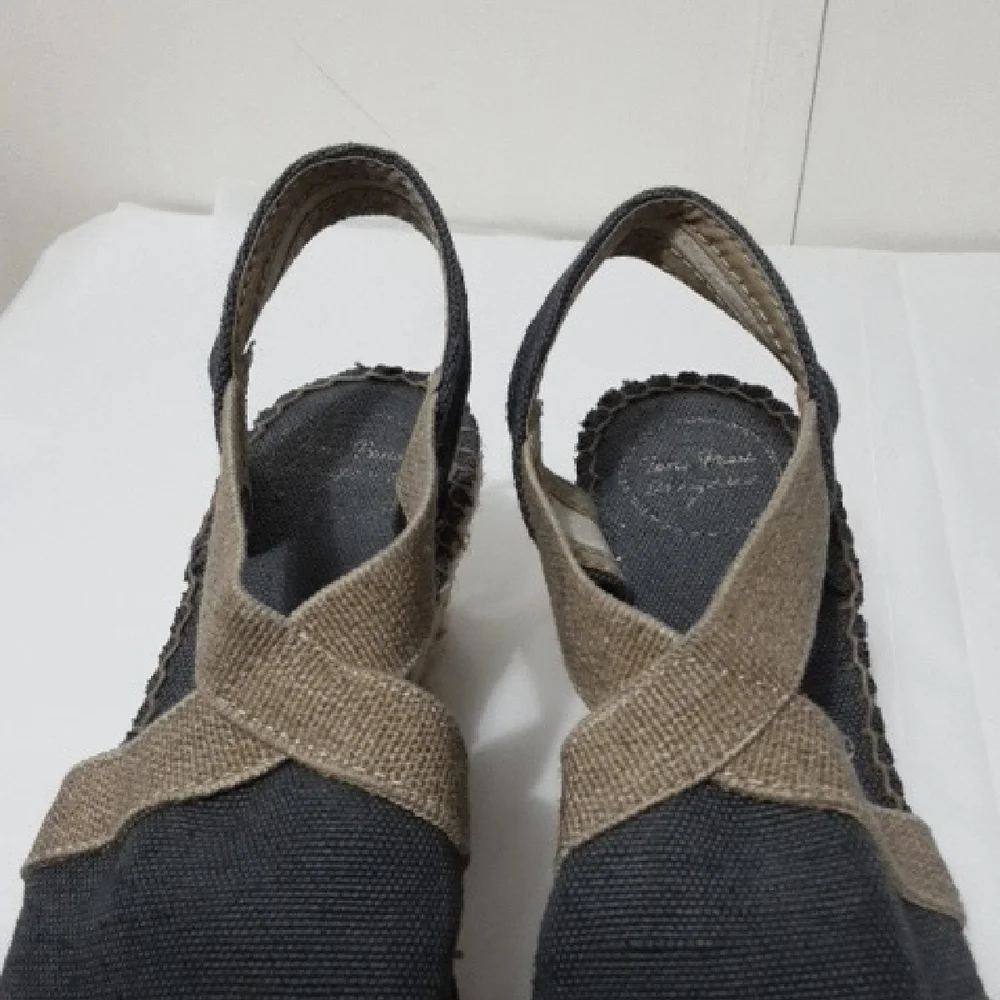 TONI PONS VERDI  Blue and Tan‎ Espadrille Wedge Sandals